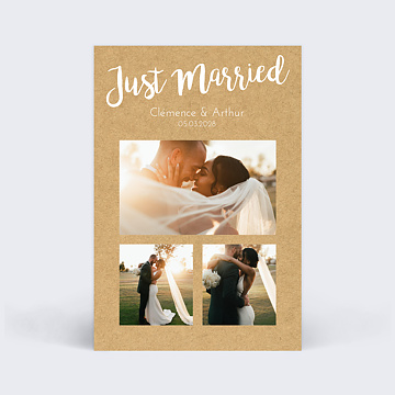 Remerciements Mariage Remerciement Mariage Just Married Kraft