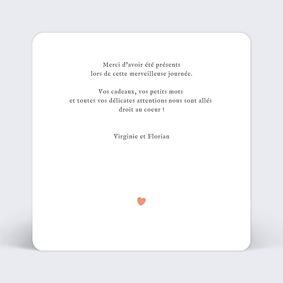 Remerciements mariage De Tout Coeur