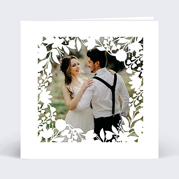 Carte remerciement mariage Dcoupe Ronde de Fleurs