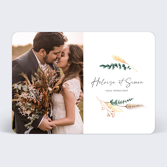 Remerciements mariage Just Married Floral