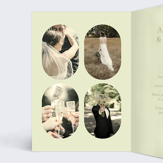 Carte remerciement mariage Amande Douce Intérieur Gauche