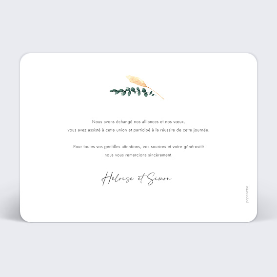 Remerciements mariage Just Married Floral