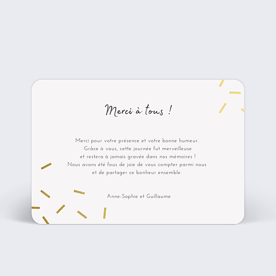 Remerciements mariage Paillettes Chic