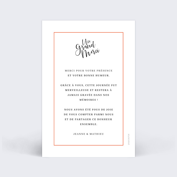 Remerciements mariage Cadre Typographique