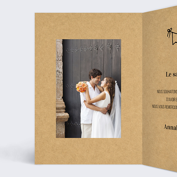 Carte remerciement mariage Petit carnet Intérieur Gauche