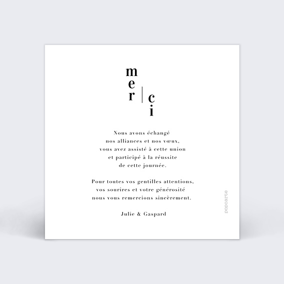 Carte remerciement mariage Sahara Verso