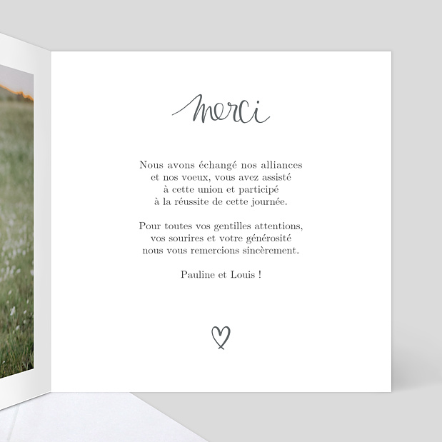 Remerciements Mariage Jolie Typo Intérieur Droit