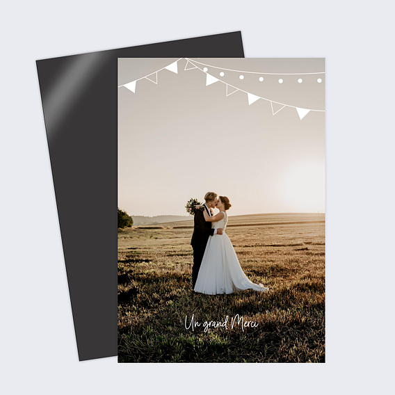 Carte remerciement mariage Fanions Bucoliques