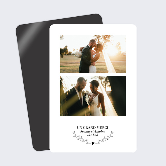 Carte remerciement mariage Cœur Bucolique