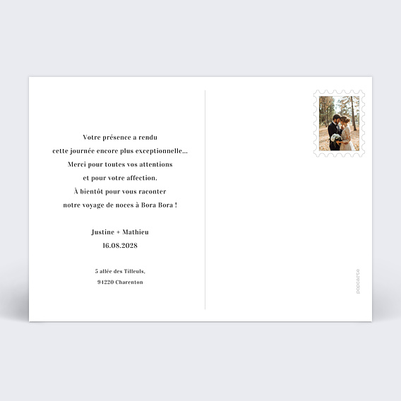 Carte remerciement mariage Multiphoto Horizontale 2-1 Verso