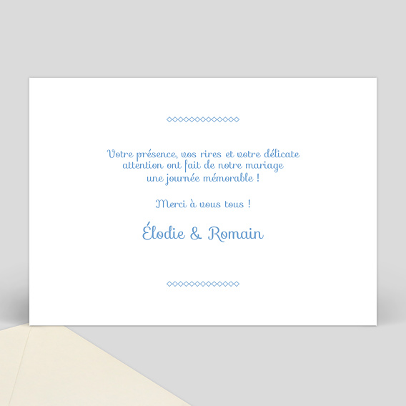 Carte remerciement mariage Instant Élégant Verso