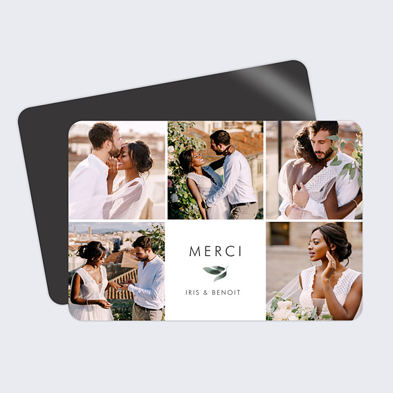Carte remerciement mariage Carrés Graphiques (dos photo)