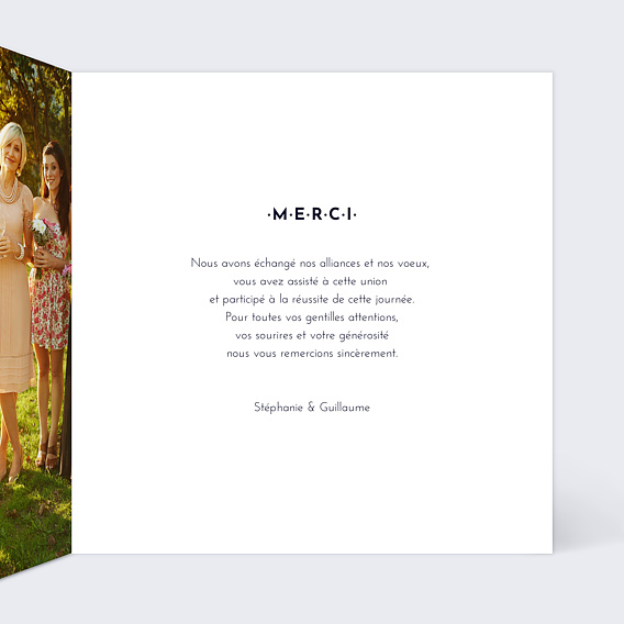 Carte remerciement mariage Rétrospective Photomaton Intérieur Droit