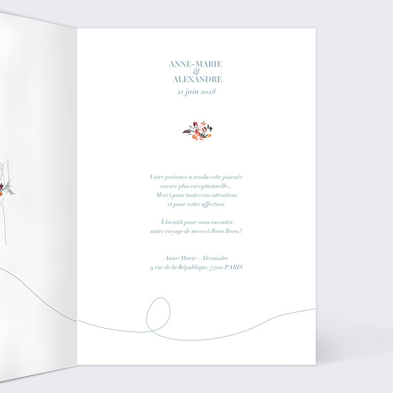 Carte remerciement mariage Jolies Illustrations Intérieur Droit