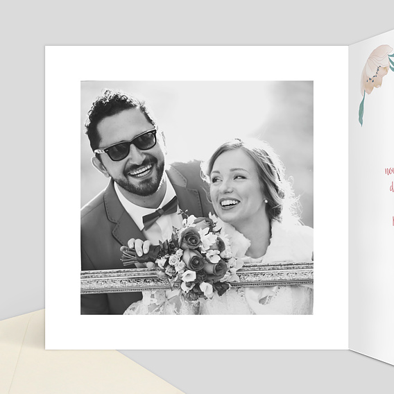 Carte remerciement mariage Bohème Chic Intérieur Gauche