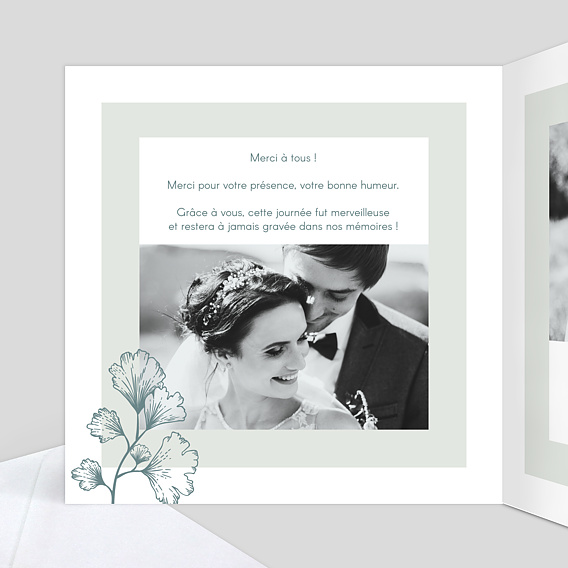 Carte remerciement mariage Botanic Wedding Intérieur Gauche