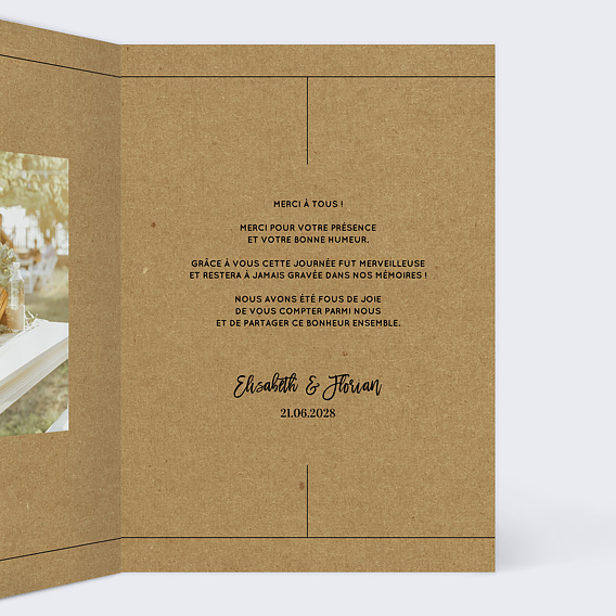 Carte remerciement mariage Modernkraft Intérieur Droit