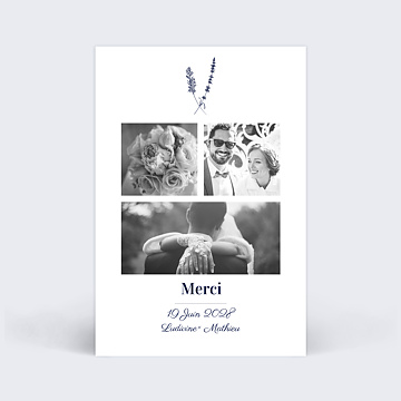 Carte remerciement mariage Remerciement Mariage Jolie Lavande