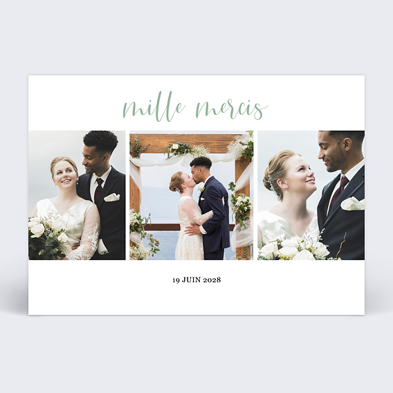 Carte remerciement mariage Cinematic III Recto