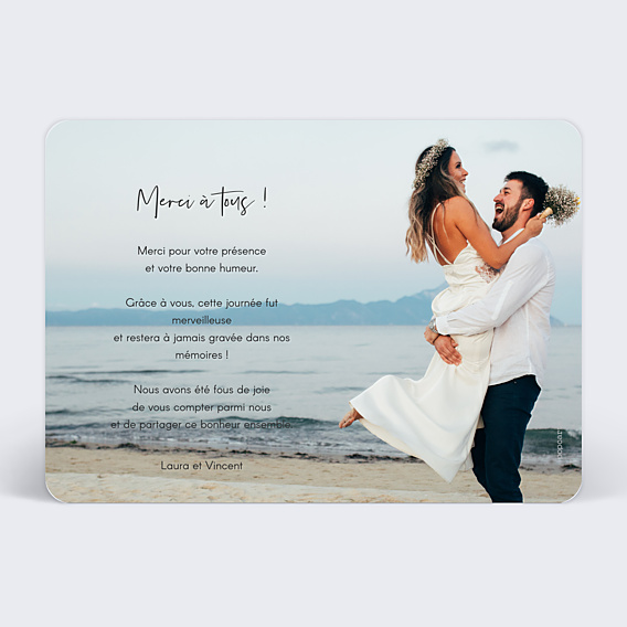 Remerciements mariage Typographie (dos photo)
