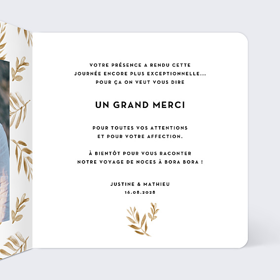 Remerciements mariage Golden Jungle