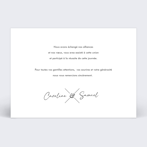 Carte remerciement mariage Multi Flèches d'Amour Verso