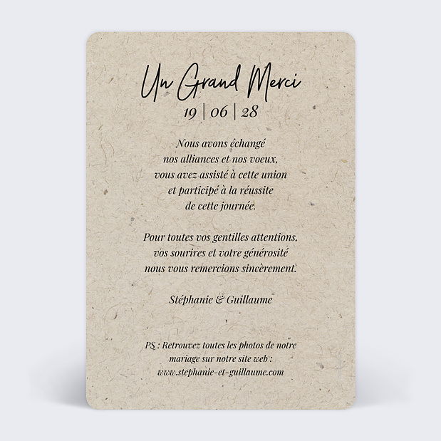 Remerciements Mariage Esprit Chiné II Verso