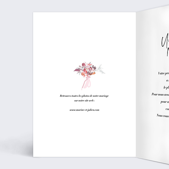 Carte remerciement mariage Il Était une Fois Intérieur Gauche