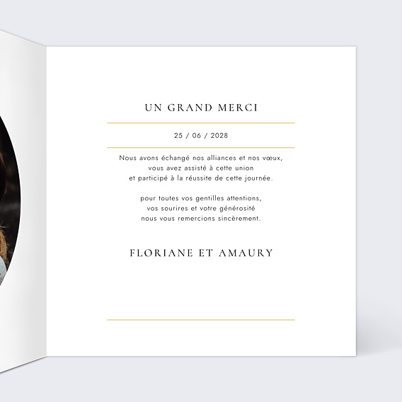 Remerciements mariage Dorure Couronne Photo