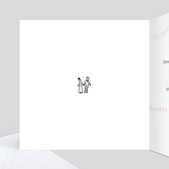 Carte remerciement mariage Mariage Illustré Intérieur Gauche