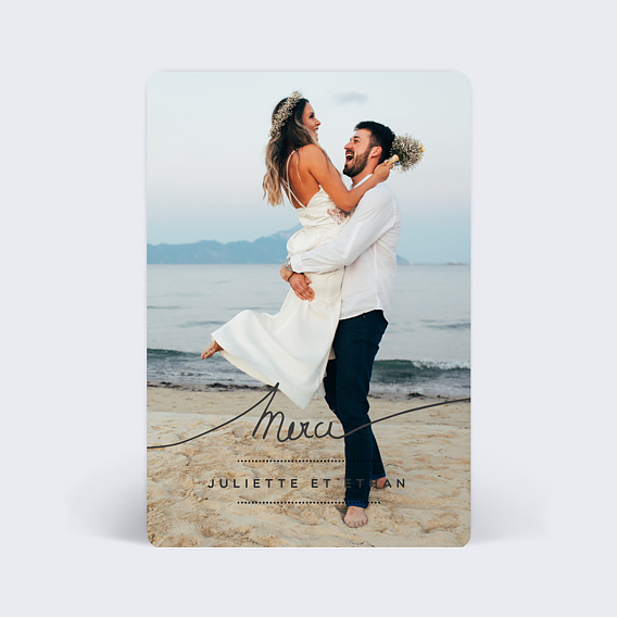 Carte remerciement mariage Lettres Chic