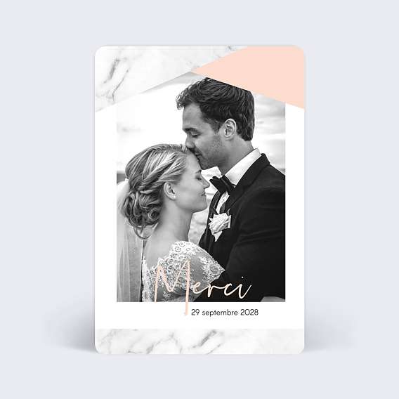 Carte remerciement mariage Marbre