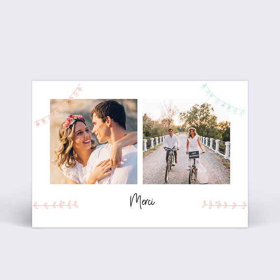 Carte remerciement mariage Mariage Illustré