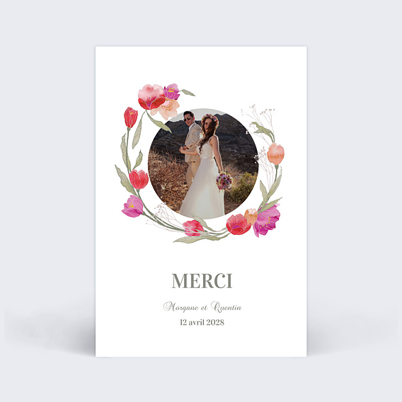 Carte remerciement mariage Ronde de Fleurs