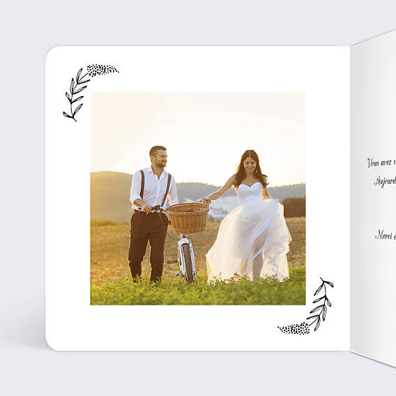 Remerciements mariage Just married floral simple
