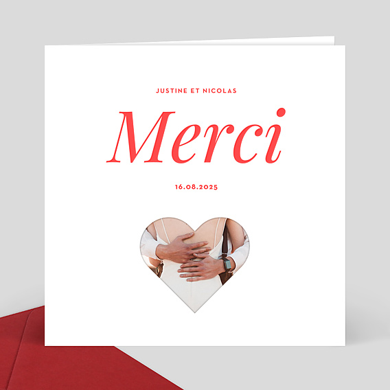 Remerciements mariage Découpe Coeur
