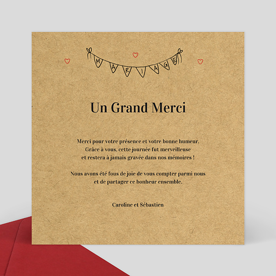 Carte remerciement mariage Timeline Verso