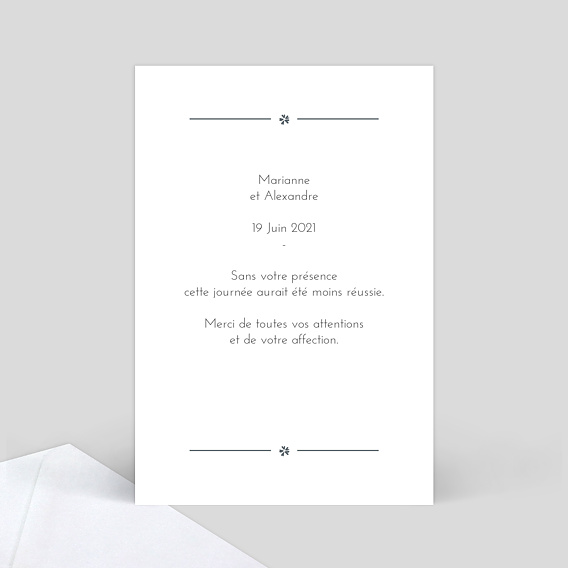 Carte remerciement mariage Cadre Chic 3 Photos Verso