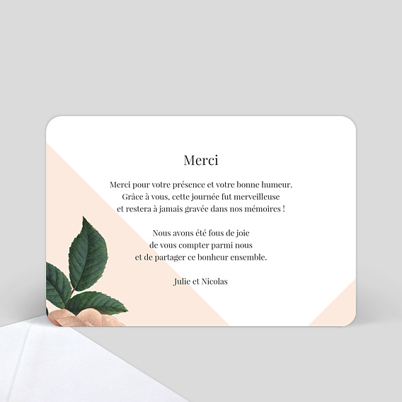 Carte remerciement mariage Délicate Verso