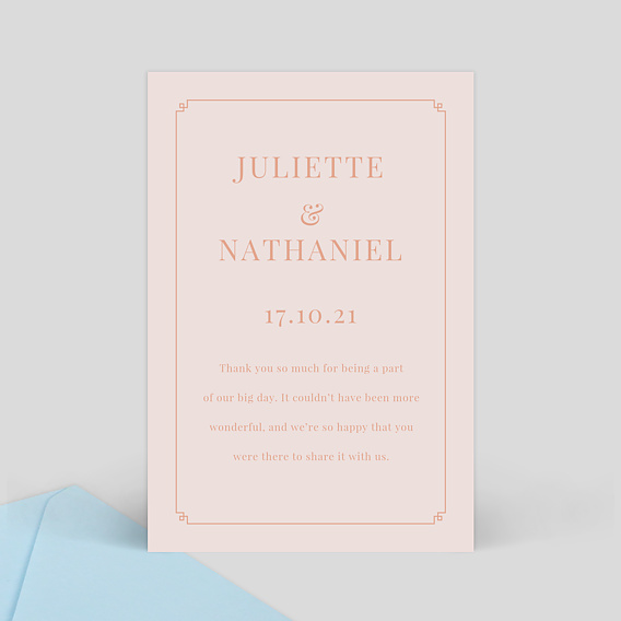 Carte remerciement mariage Style 20's Verso
