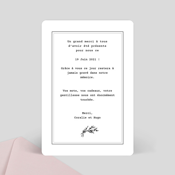 Carte remerciement mariage Tampon Rustique II Verso