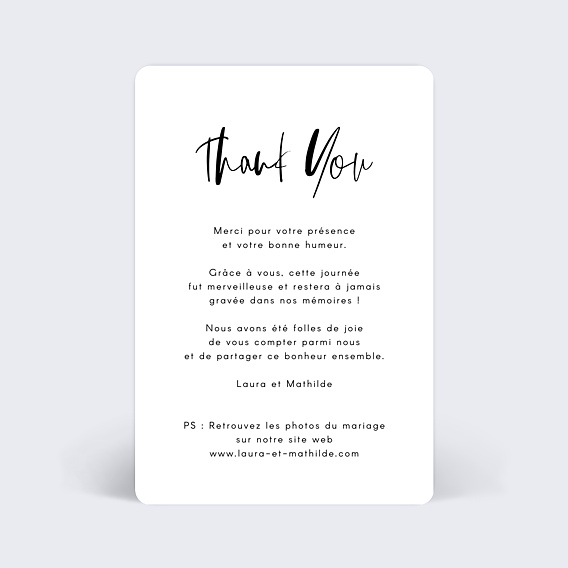 Carte remerciement mariage This is Love Verso