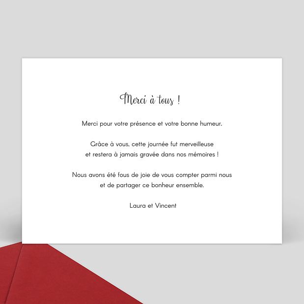 Remerciements Mariage Charme Classique Verso