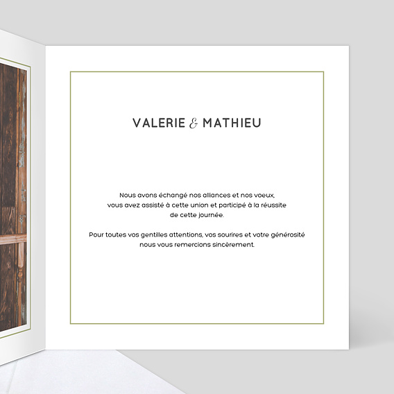 Carte remerciement mariage Graphique Intérieur Droit