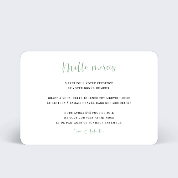 Carte remerciement mariage Cinematic I Verso