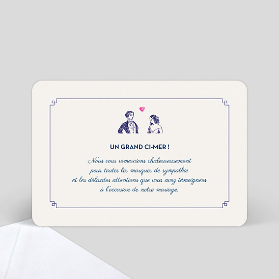 Carte remerciement mariage Hirondelle d'Amour Verso