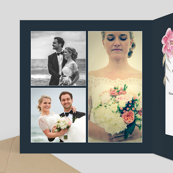 Carte remerciement mariage Dark Peony Intérieur Gauche