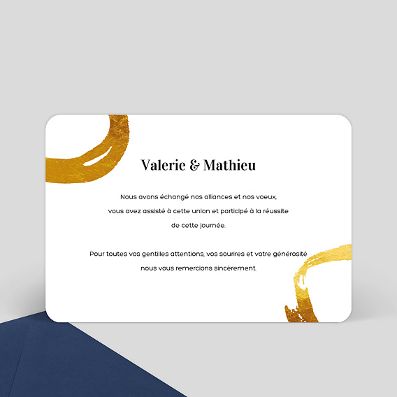 Carte remerciement mariage Alliance Verso