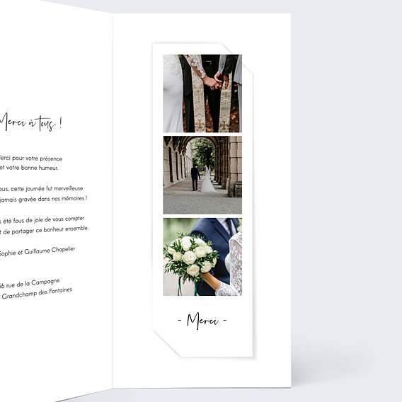 Remerciements mariage Bandeau (dos photo)
