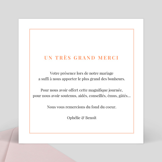 Carte remerciement mariage Joli Filet Verso